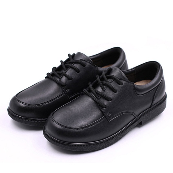 Boy Black Dress Shoe/Lace Up/Round Flat/Slip on/ Genuine Leather/Back to School